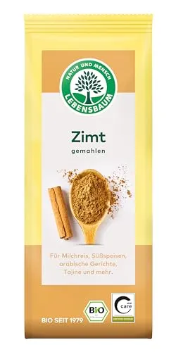 Lebensbaum Zimt, Bio-Gewürz aus Ceylon-Zimt und Cassia-Zimt, zum Würzen von Süssspeisen und arabischen Gerichten, aromatisch-süß, gemahlen, 50 g