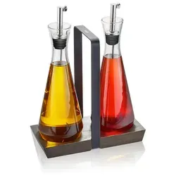 GEFU Menage-Set Essig- und Öl-Set X-PLOSION, 5-tlg. - Essig & Öl Spender, tropfsicheres Kristallglas-Design für stilvolles Servieren und einfache Handhabung in der Küche.