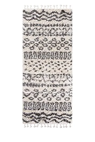 Carpeto Läufer Teppich Boho mit Fransen - 60 x 200 cm, dunkelgrau - Extrem weicher Shaggy-Teppich im skandinavischen Stil für Wohnzimmer, Schlafzimmer oder Flur. Ideal für moderne Einrichtungen und pflegeleicht. Der dichte Flor sorgt für eine gemütliche Atmosphäre und schützt Ihren Boden.