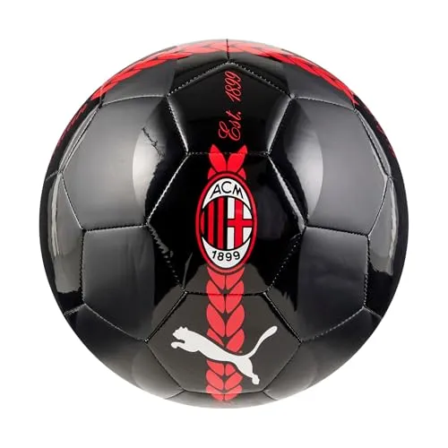 A.C. Milan - Prematch-Ball, Fußball- und Trainingsball, offizielles Produkt, Standardgröße 5, schwarz