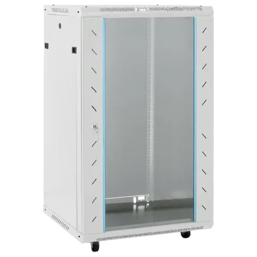 vidaXL 18U Netzwerkschrank mit Rollen - Computer- & Server-Racks, stabiler Serverschrank aus kaltgewalztem Stahl, abschließbar und mobil dank Lenkrollen für einfache Wartung und sicheren Zugriff.