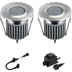 ledscom.de LED Boden-Einbauleuchten BODES für außen, warm-weiß, je 94lm/Leuchte, matt, rund, 50mm Ø, 2er Set