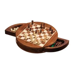 Philos Spiel, Schachkassette - rund, magnetisch mit 19mm Feldgröße, ideal für Schachliebhaber und unterwegs