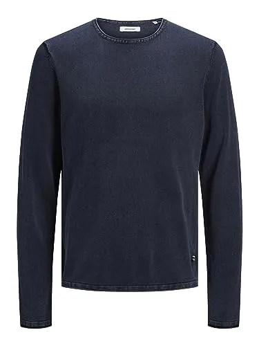 JACK & JONES Herren Jjeleo Knit Crew Neck Pullover, Navy Blazer, M EU - Pullover für Herren aus weicher Baumwollqualität mit Stretchanteil für optimalen Komfort und perfekten Sitz.