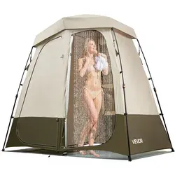 VEVOR Faltbares Duschzelt mit 2 Räumen – Toilettenzelt & Umkleidezelt in Khaki