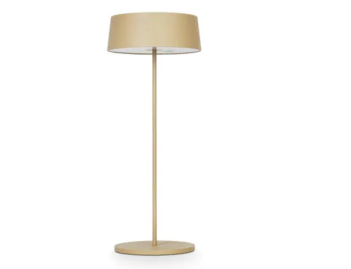 hofstein Außen-Tischleuchte dimmbare Tischleuchte aus Metall in Goldfarben/Weiß, LED fest integriert, mit USB-C, Akku und Ladefunktion, Touchdimmer, IP54