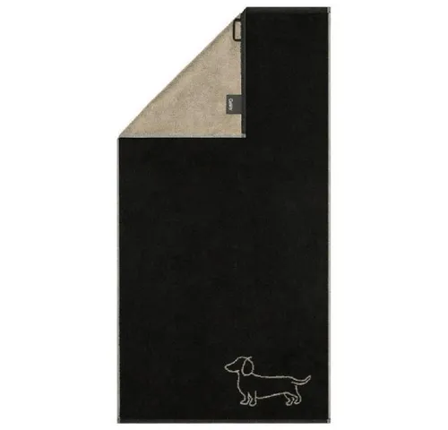 Cawö Handtücher WE Love Dogs Companion 6248 Schwarz-Beige - Saunatücher mit niedlichen Hunde-Designs, Made in Germany, aus 100% hochwertiger Baumwolle, flauschig, pflegeleicht und trocknergeeignet.