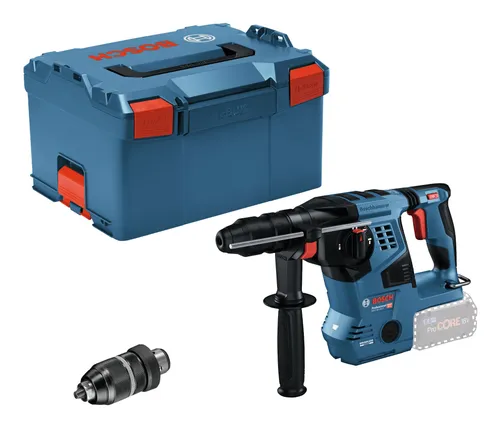 Bosch Professional 18V System Akku Bohrhammer GBH 18V-28 CF - kraftvoller bürstenloser Motor, ideal für Hammerbohren in Beton und Stein, inklusive Zusatzhandgriff und L-BOXX