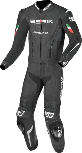 Berik Finthal 2-Teiler Motorrad Lederkombi, schwarz-weiss, Größe 52 für Männer