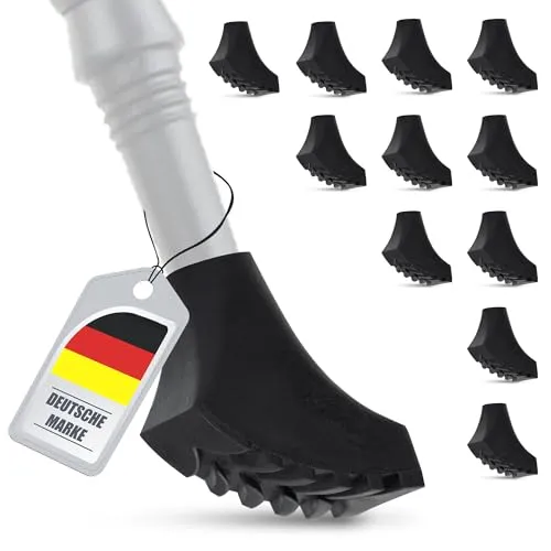 ECENCE Nordic Walking Stöcke Gummipuffer - 12 Stück - Aufsätze Trekkingstöcke, Nordic Walking Pads, Aufsätze Wanderstöcke, Durchmesser 10mm, Gelände