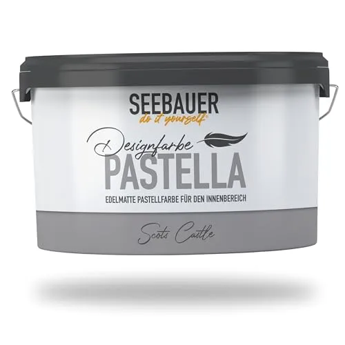 SEEBAUER diy Pastellfarbe PASTELLA Grau 2,5L - Edelmatte Wandfarbe für kreative Raumgestaltungen - Entdecken Sie die edelmatte Pastellfarbe PASTELLA in Grau. Hohe Deckkraft und abwaschbar für pflegeleichte Wände. Ideal für kreative Innenraumgestaltungen mit einer Reichweite von ca. 8 m² pro Liter. Umweltfreundlich und sicher für die ganze Familie.