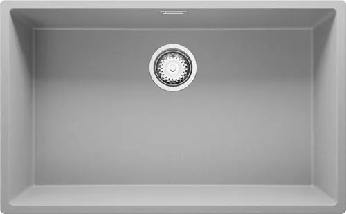 PRIMAGRAN Spülbecken Grau 76x47cm, Granitspüle 1 Becken + Ablauf-Set, Küchenspüle ab 80er Unterschrank - London Slim S278