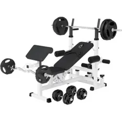 GORILLA SPORTS Kraftstation Hantelbank mit 100 kg Hantelset - Multifunktionale Hantelbank mit verstellbarer Rückenlehne für effektives Training zu Hause. Inklusive 100 kg Hantelset für vielseitige Übungen und optimale Muskelansprache.