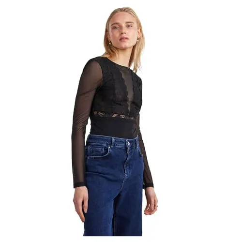 PIECES Pcsicca Ls Bodystocking Noos in schwarz von PIECES