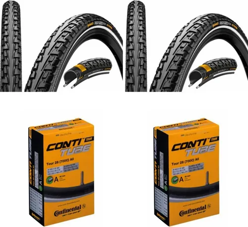 Continental Reifen Conti RideTour 28x1.75 + 2 x Schlauch Conti Tour - 2 x Continental Conti RideTour Reifen für vielseitigen Einsatz, hohe Laufleistung und zuverlässigen Pannenschutz. Ideal für Stadtfahrer auf verschiedenen Untergründen.