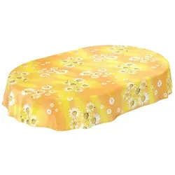 ANRO Tischdecke Wachstuchtischdecke Gartentischdecke Wachstischdecke (Einzelstück 1-tlg), Glatt 140x240cm Oval wasserabweisend gelb Oval | 140 cm x 240 cm x 0.25 mm
