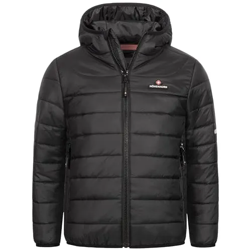 Höhenhorn Krocko Kinder Jacke Classic Schwarz Gr. 164 - Jacke für Jungen, winddicht und wärmeisolierend mit dichten Wattierungen. Ideal für kalte Tage, ausgestattet mit reflektierenden Streifen für bessere Sichtbarkeit.