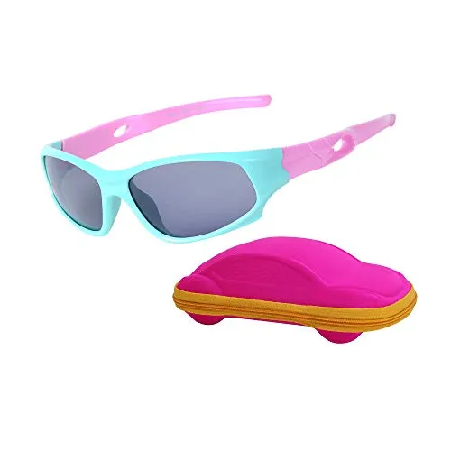 JoXiGo Sport-Sonnenbrille für Kinder, polarisiert, bruchsicher, für Jungen und Mädchen (3-12 Jahre) + Brillenbänder + Brillenetui