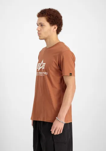 Alpha Industries Herren T-Shirt aus Baumwolle, braun mit Siebdruck - T-Shirts für Herren – Lässiges Basic mit Regular Fit für optimale Bewegungsfreiheit und Komfort. Hochwertige Baumwolle und stylisches Logo auf der Brust.
