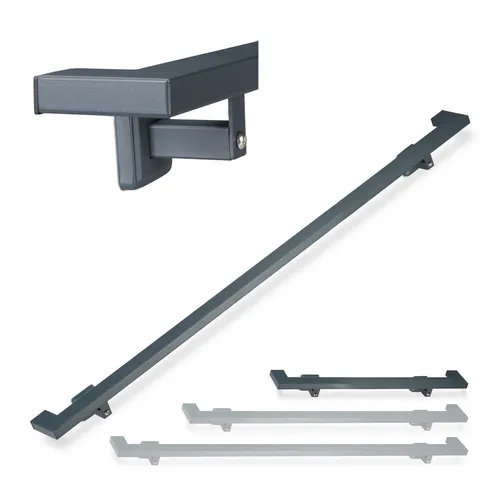 relaxdays Handlauf eckig anthrazit, 100 cm - Brüstungsgeländer für sicheren Halt beim Treppensteigen, elegantes matt-anthrazites Design passt ideal zu modernen Einrichtungen, einfache Wandmontage inklusive Montagematerial.