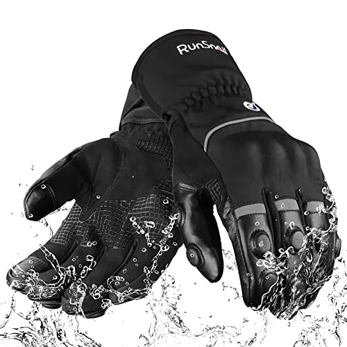 2KP CE Winter Motorradhandschuhe - Winddichte Wasserdichte Stulpen Biker Handschuhe mit Hartem Knöchelschutz Touchscreen für Männer Frauen, BMX ATV MTB