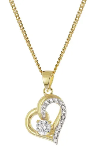 trendor Panzerkette Herz Gold-Anhänger 333 mit Zirkonia an vergoldeter Silberkette