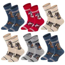 TippTexx 24 Socken 6 Paar bunte Kindersocken, sanfte Baumwolle, für Mädchen & Jungen bunt 27-30