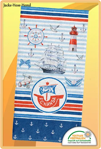 F.C. Hansa Rostock Duschtuch Badetuch Badestola Saunatuch Velourstuch 70x140 cm