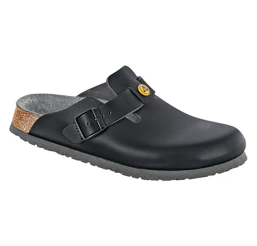 BIRKENSTOCK Boston Antistatik Naturleder Schwarz 38 EU Schmal - Clogs & Pantoletten für Herren, mit antistatischer Wirkung und dämpfender EVA-Laufsohle für optimalen Komfort im Alltag.