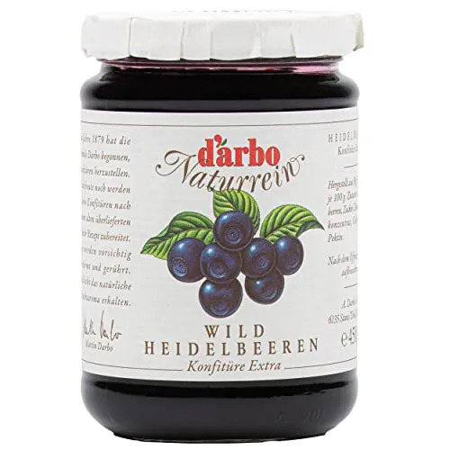 Food-United KONFITÜRE EXTRA Wild-Heidelbeere 6x 450g Glas von DARBO Naturrein bluberry jam Blaubeerkonfitüre passend für Frühstück Waldbeer-Kuchen Schwarzbeer-Füllungen Wildbeer-Gebäck (6)
