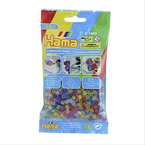 Hama Perlen 207-54 - Beutel mit ca. 1.000 bunten Midi Bügelperlen im Glitter Mix, fördert Kreativität und Feinmotorik für Kinder ab 5 Jahren