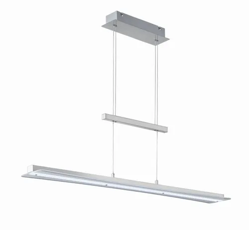 Licht-Erlebnisse Pendelleuchte PLAIRAC, LED fest integriert, LED Metall Glas dimmbar H: max. 150 cm Nickel Weiß länglich 1980 lm