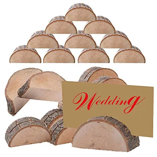 20Stk Tischkartenhalter Fotohalter Holz Kartenhalter Hochzeit Platzkartenhalter Visitenkartenhalter Memohalter Sitzkartenhalter Nameskartenhalter+20Stk Kraftpapier Karte für Hochzeit Party Deko