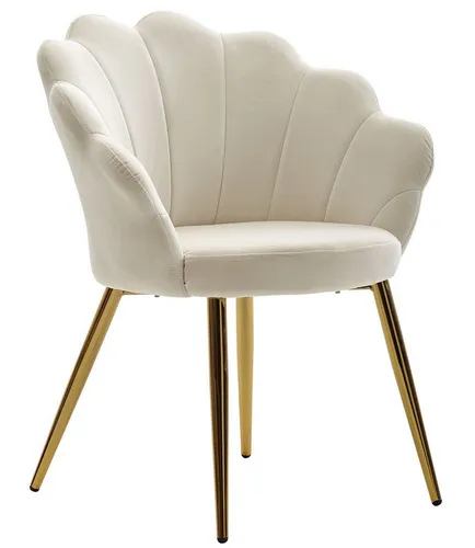 FINEBUY Esszimmerstuhl FB29541 - Eleganter Tulpe Samt Stuhl in Weiß - Stühle für Esszimmer, Küche und mehr – der gepolsterte Samtstuhl bietet Komfort und elegantes Design mit glänzenden Metallbeinen für einen königlichen Look.