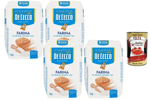 De Cecco Farina Tipo 00 Italienisches Pizzamehl 4x1kg +Polpa 400g