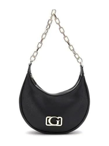 GUESS Circe Hobo Shoulder Bag Black - Stilvolle Schultertasche - Damen-Schultertaschen mit zeitloser Optik und geschwungener Form, vielseitig tragbar an Kette oder Schulterriemen. Ideal für jeden Anlass!