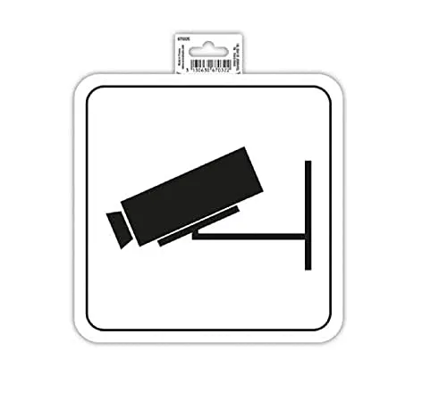Exacompta 67032E Videoüberwachung Klebeschild 20x20cm Weiß aus UV-beständigem PVC Hinweisschild Schilder Warnhinweis Sticker Aufkleber Türschild