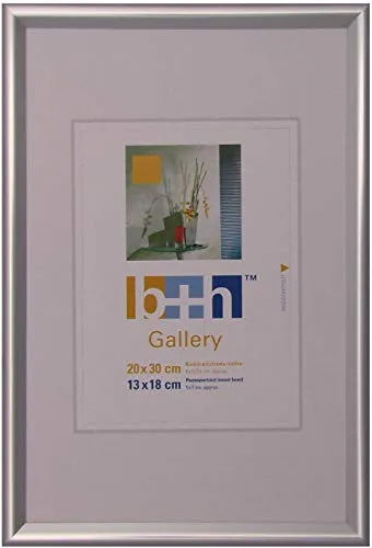 Becker & Hach Bilderrahmen 20 x 30 Kunststoff silber matt Echt-Glas zum Aufhängen