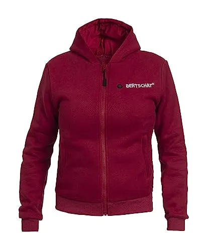 BERTSCHAT Beheizbarer Hoodie Damen – Heizjacke mit 5 Heizzonen & 3 Stufen | Inkl. Powerbank & USB-Ladefunktion | Für Winter & Outdoor | Burgund | L