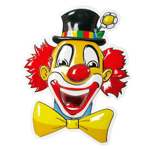 Lachender Clown Wandbild bunt 50 cm für Partys Karneval und Fasching