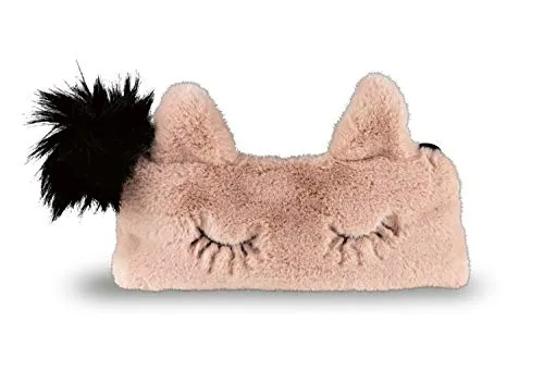 Stylex 47157 - Faulenzer aus roséfarbenem Plüsch, im Katzendesign, ca. 20 x 8 cm groß, kuschelig weich, ideal für Stifte oder Schminkutensilien