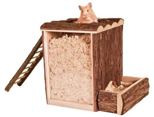 Trixie 62002 Natural Living Spiel- und Buddelturm - 25x24x20 cm, mit Acrylglas-Scheibe zur Tierbeobachtung und Rand gegen Sägemehl-Ausschüttung