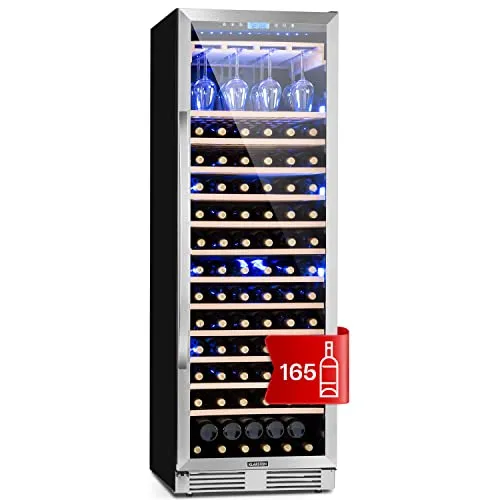 Klarstein Einbau-Weinkühlschrank, 1 Zonen Getränkekühlschrank Klein, Kleiner Weinschrank 433L, Wein-Kühlschrank Klein mit Glastür, Indoor/Outdoor Flaschenkühlschrank, Wine Fridge 165 Flaschen
