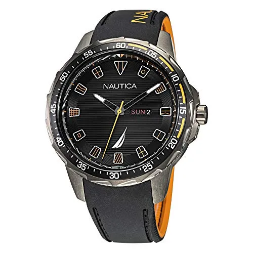 Nautica Coba Lake NAPCLS113 Herrenuhr - Elegante Herrenuhr mit 48mm Gehäusedurchmesser, präzisem Quarz-Uhrwerk und 10 bar Wasserdichtigkeit. Ideal für jeden Anlass und bietet hohen Tragekomfort dank des bequemen Silikonarmbands.