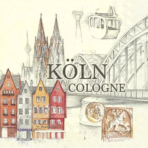 Servietten Stadt Köln Stadt Deutschland Dom Rhein Brücken Karneval 33x33cm 20