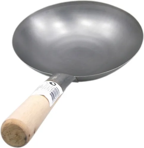 [ Wok Ø 33 cm runder Boden ] Asiatische Eisenpfanne / Küchen Wok / Pfanne