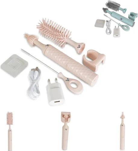 Cangaroo elektrisches Flaschenbürstenset 2in1 - Reinigungsbürsten für Babyflaschen und Sauger, mit zwei einstellbaren Geschwindigkeiten und handlicher Wandhalterung für platzsparende Aufbewahrung.
