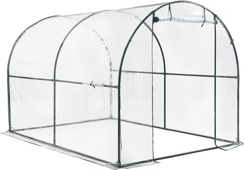 [en.casa] Gewächshaustunnel 'Grünwald' 200x300x190cm - Gartengewächshaus für Gemüseanbau, schützt Pflanzen vor Wettereinflüssen und bietet optimale Belüftung durch aufrollbare Tür und Fenster. Schneller Aufbau und begehbar für komfortable Nutzung.