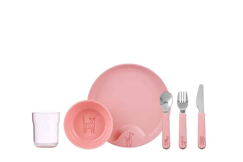 Mepal Kindergeschirr Mio 6-teilig - deep pink - Praktisches 6-teiliges Kindergeschirr-Set aus robustem Melamin. Ideal für kleine Hände, mit buntem Design für viel Spaß beim Essen.