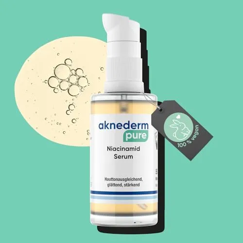 aknederm pure Niacinamid Serum 50ml I hochwertiges Niacinamide Serum für zu Akne neigende Haut I ölfreies Gel-Serum mit Polyphenolen aus Granatapfel I Face Serum für einen gleichmäßigen Teint